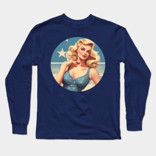 Vintage Pin up Girl US Sexy Pin Up Girl 1940s poster WWII Long Sleeve T-Shirt